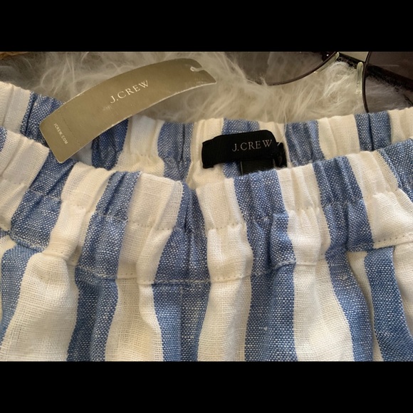 J. Crew Pants - J Crew blue white striped linen pants, size 6, NWT